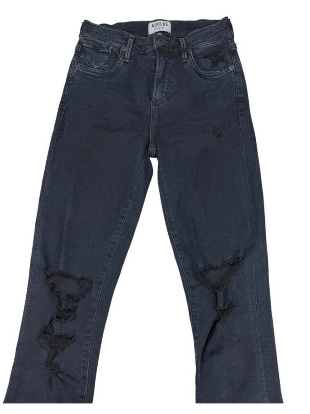 Agolde Sophie Distressed Skinny Jeans Ruthless Washed Black - Picture 4 of 7